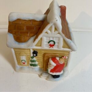 Vintage Ensco Christmas Winter House Trinket Box